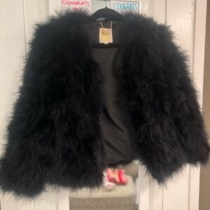 Black feather Women's Jacket - Luxe Short Coat